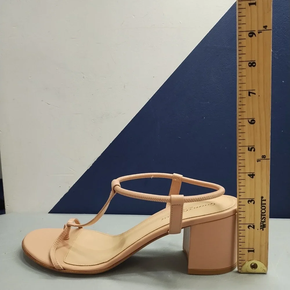 Gianvito Rossi Milano T-Strap Sandals Womens Size 9.5 Pink Comfort Block Heel
